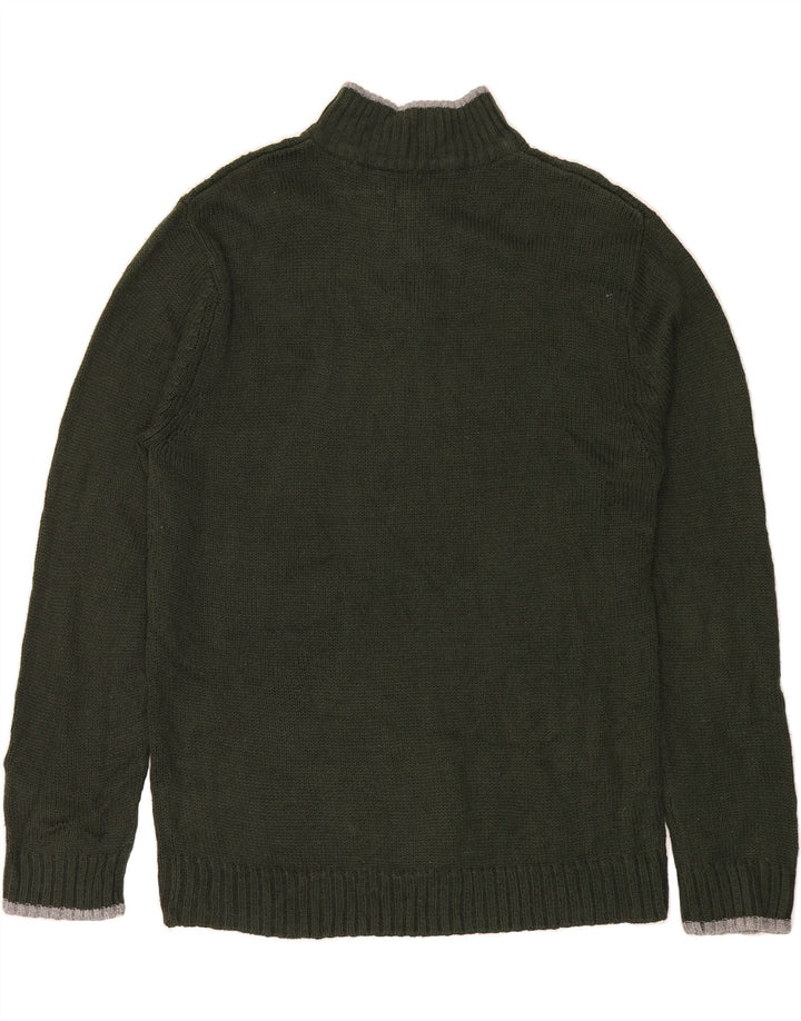PIERRE CARDIN Mens Zip Neck Jumper Sweater Large Green Acrylic Vintage Pierre Cardin and Second-Hand Pierre Cardin from Messina Hembry 