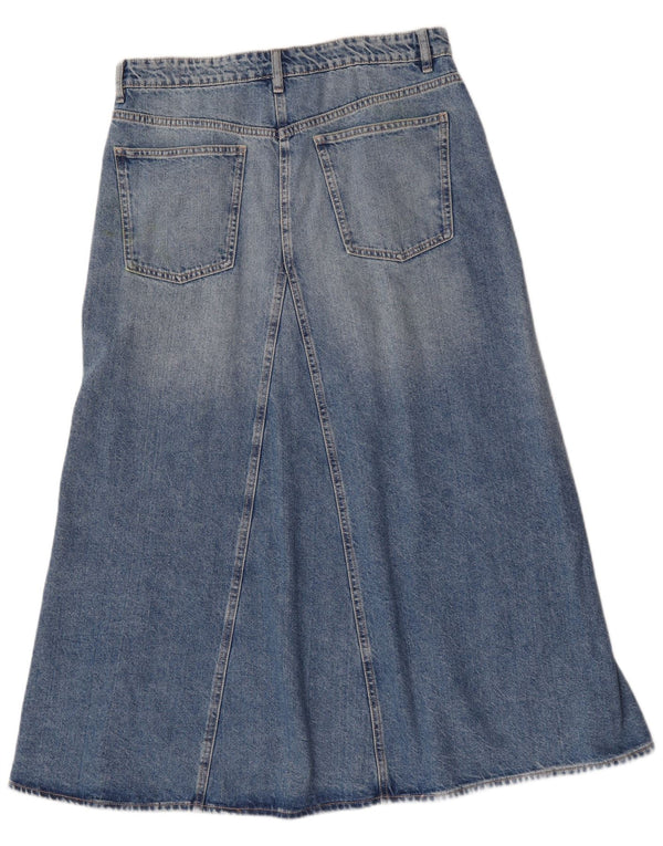 Zara Saia jeans feminina de cintura alta XL W32 algodão azul