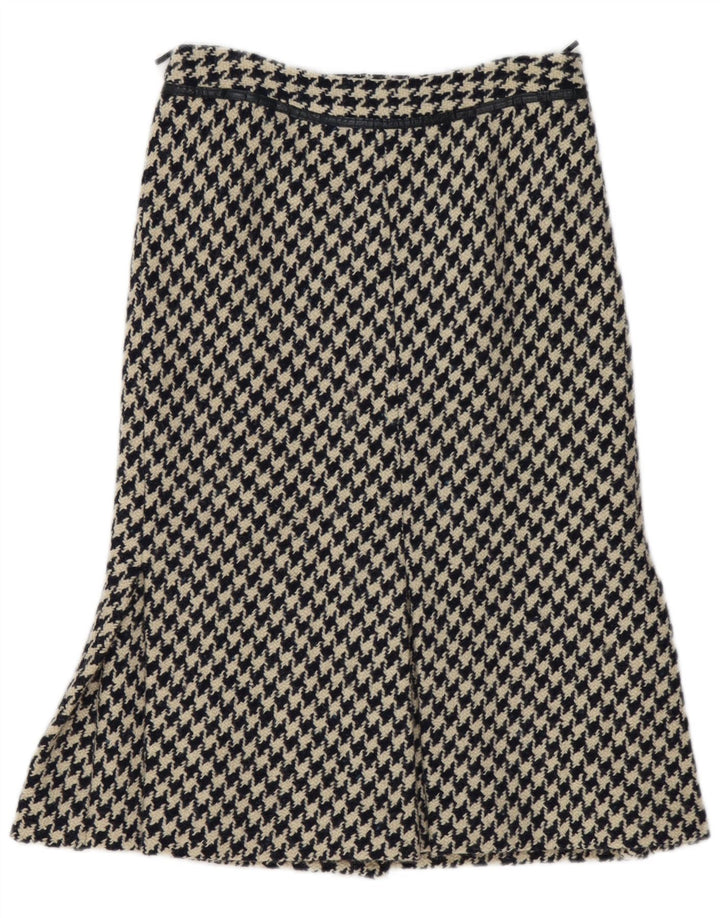 Saia vintage feminina linha A W30 médio azul marinho Houndstooth