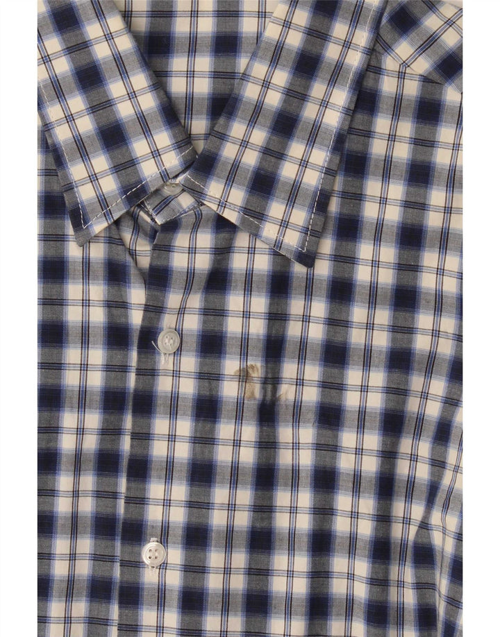 Camisa masculina Naracamicie de algodão xadrez médio azul marinho