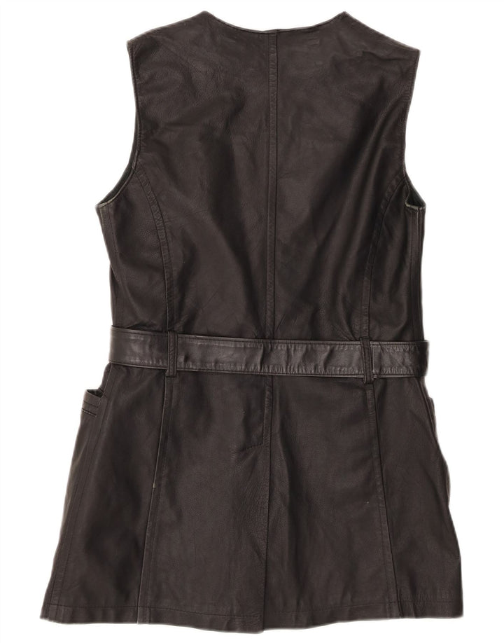 Colete feminino de couro Oltremoda IT 42 couro preto médio
