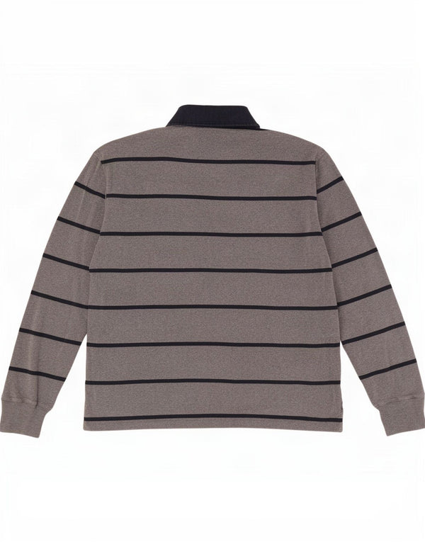 Camisa polo masculina de rugby de manga comprida Gant XL cinza listrado algodão