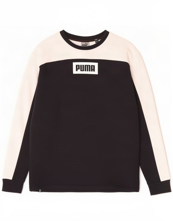 Puma Mens Graphic Top manga comprida pequeno bloco colorido preto