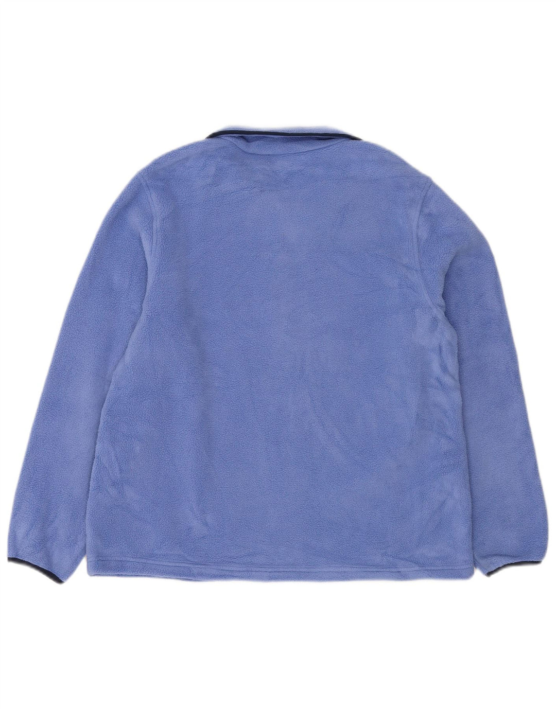 L.L.BEAN Suéter feminino de lã com gola redonda e botão UK 14 poliéster azul médio