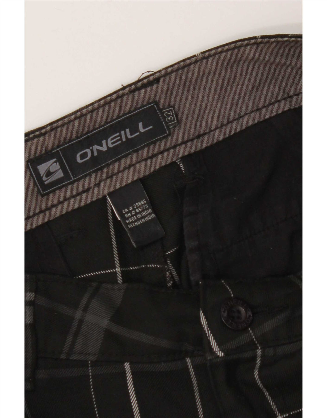 Shorts Chino feminino O'Neill W32 poliéster xadrez preto médio