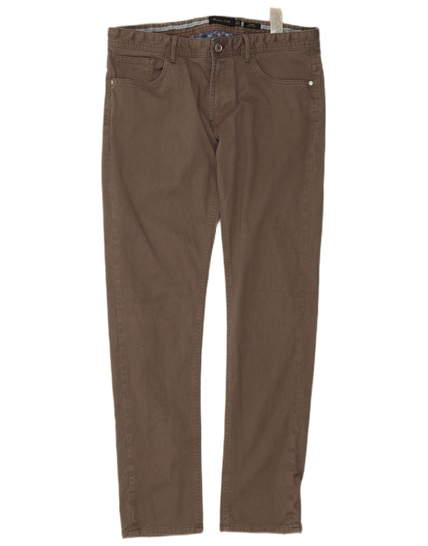 Calça masculina Massimo Dutti Slim Fit casual UE 42 grande W32 L32 algodão cinza