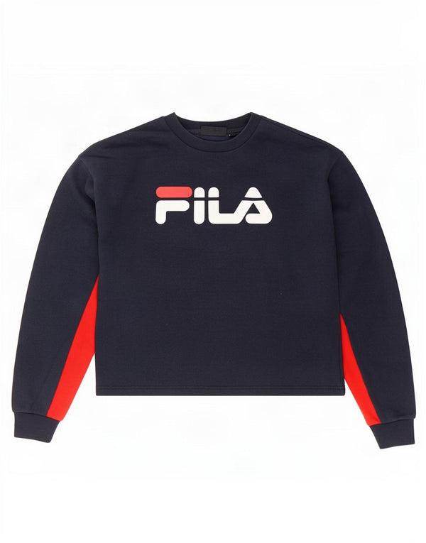 Moletom feminino Fila Crop Jumper UK 14 médio azul marinho colorblock