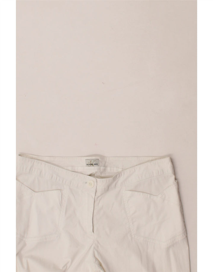 CALVIN KLEIN Womens Bootcut Casual Trousers W30 L32 White Cotton Vintage Calvin Klein and Second-Hand Calvin Klein from Messina Hembry 