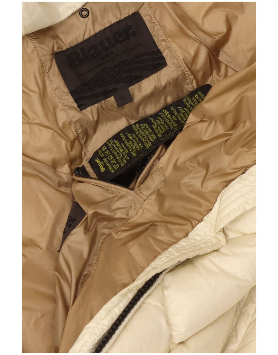 Casaco acolchoado com capuz feminino Blauer UK 16 grande poliamida branca