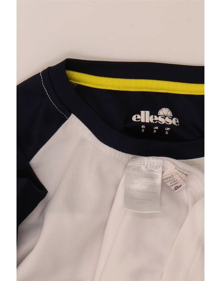 Top masculino Ellesse manga longa pequeno poliéster colorido branco