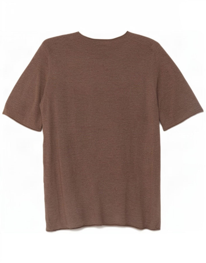 Suéter feminino Massimo Dutti com gola redonda Reino Unido 10 pequeno marrom