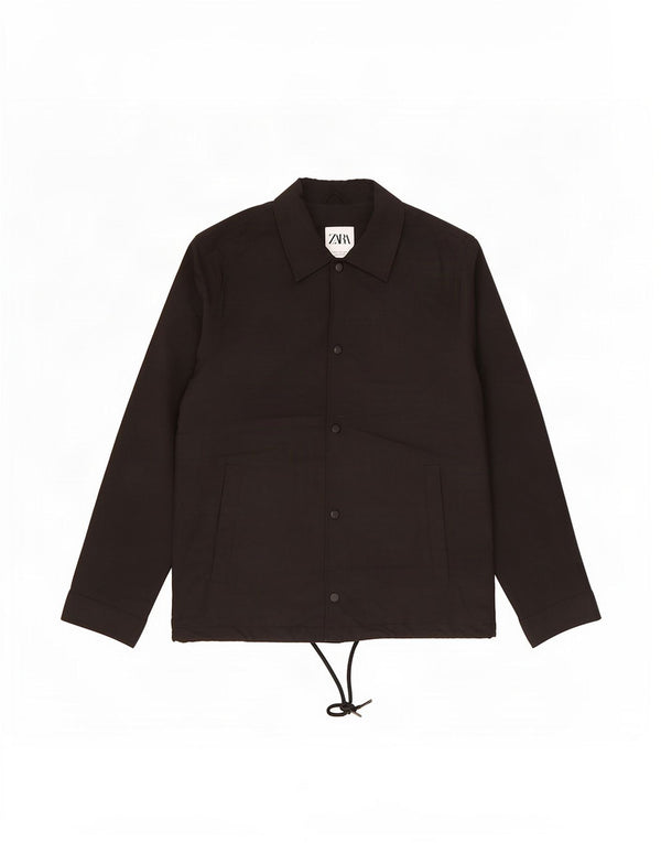 Zara Mens Bomber Jacket UK 36 Pequeno Poliéster Preto