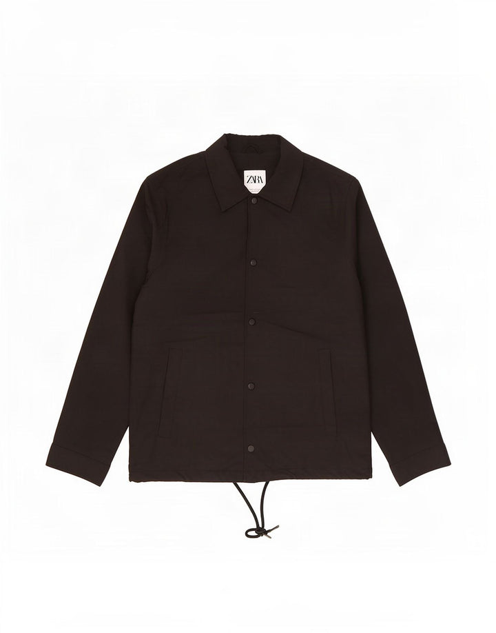 Zara Mens Bomber Jacket UK 36 Pequeno Poliéster Preto