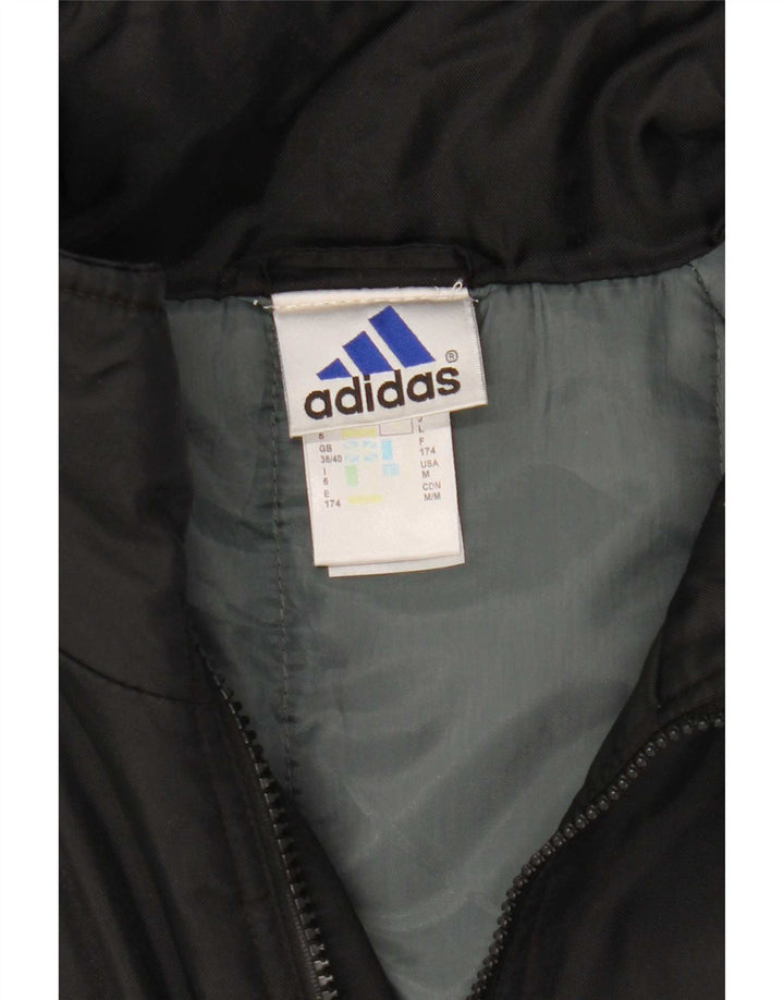 Jaqueta acolchoada com capuz gráfico masculino Adidas Reino Unido 38/40 poliéster preto médio