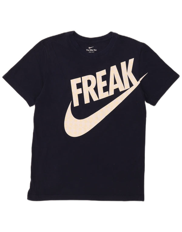 Camiseta Nike masculina Dri Fit Graphic Top pequeno algodão azul marinho