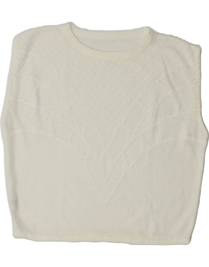 VINTAGE Womens Vest Tank Top EU 46 XL White Acrylic Vintage Vintage and Second-Hand Vintage from Messina Hembry 