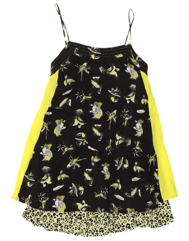 Vestido feminino Zara com estampa abstrata deslizante Reino Unido 8 pequeno multicolorido