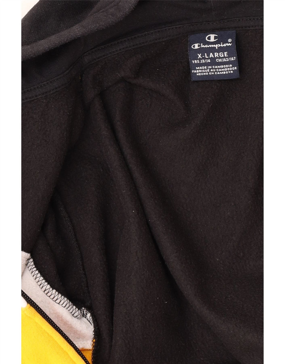 CHAMPION Suéter masculino com capuz e zíper 13-14 anos XL Azul marinho Colorblock