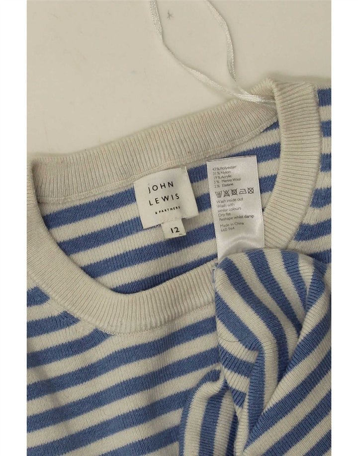Suéter feminino John Lewis com gola redonda UK 12 listrado azul médio