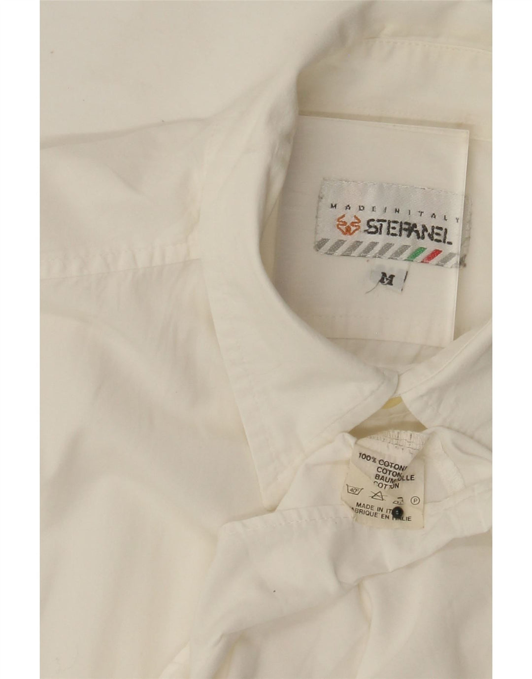 Camisa masculina de manga curta Stefanel de algodão branco médio