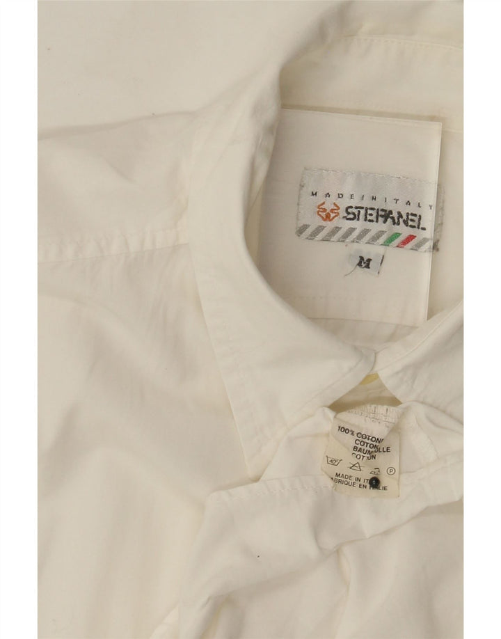 Camisa masculina de manga curta Stefanel de algodão branco médio