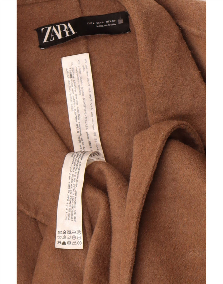 Sobretudo feminino Zara UK 16 grande lã marrom