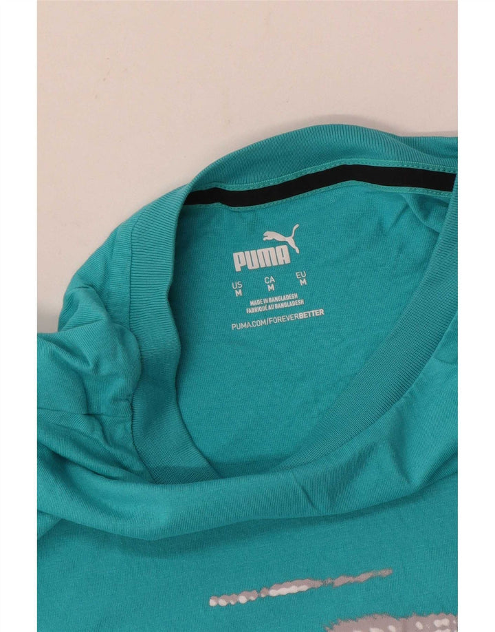 Camiseta masculina Puma Regular Graphic Top Azul Médio