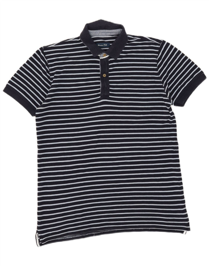 Camisa polo masculina Massimo Dutti grande listrada azul marinho