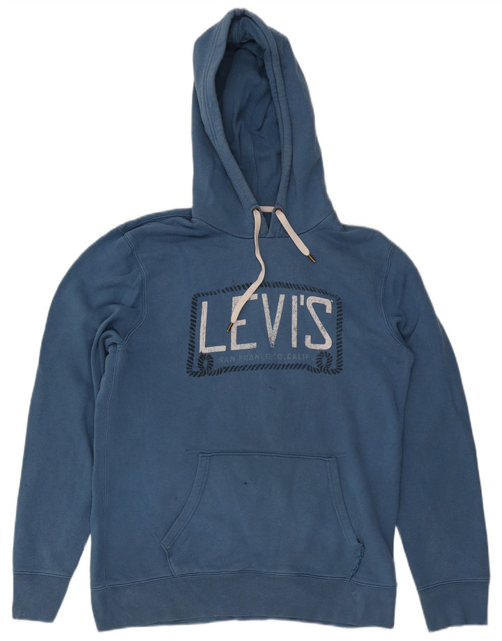 Suéter com capuz gráfico masculino Levi's grande algodão azul