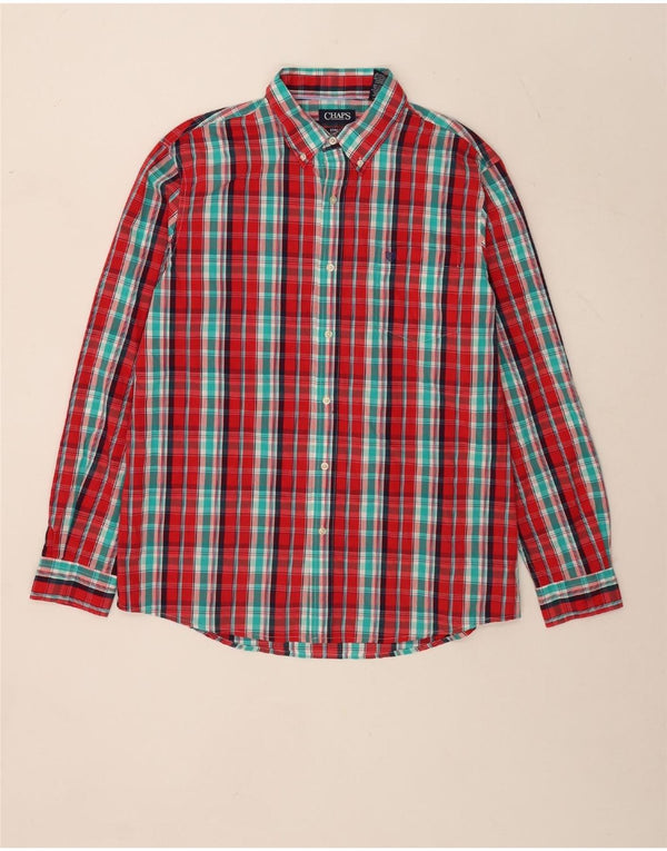 Camisa masculina Chaps Stretch Regular Fit XL de algodão xadrez vermelho