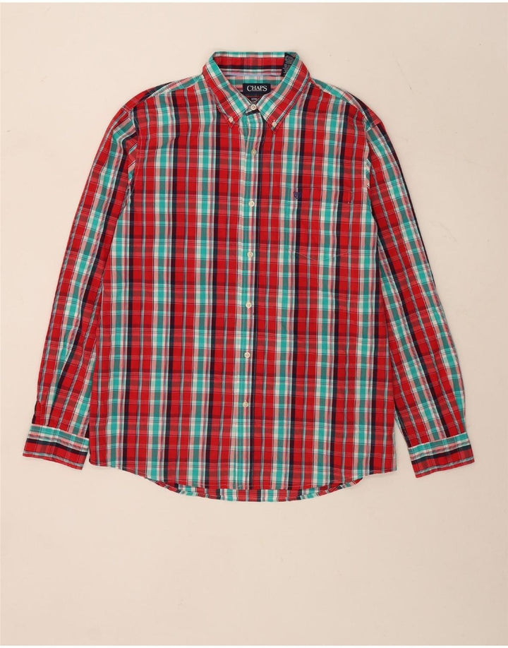 Camisa masculina Chaps Stretch Regular Fit XL de algodão xadrez vermelho