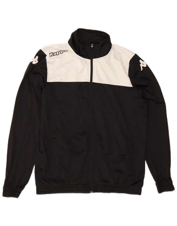 Kappa Mens Graphic Tracksuit Top Jacket Grande Preto Colorblock Poliéster