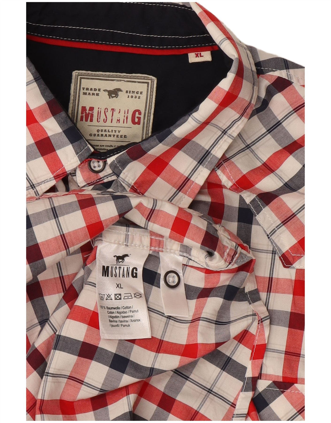 Camisa masculina de manga curta Mustang XL algodão xadrez multicolorido