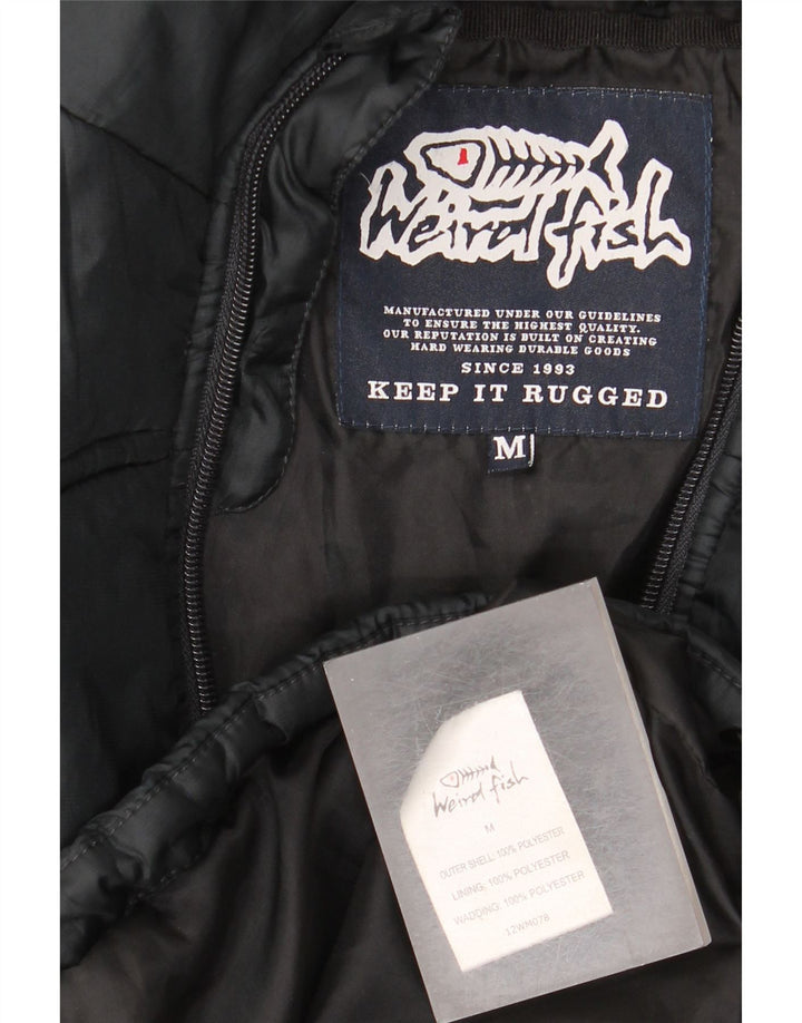 Jaqueta acolchoada com capuz masculina Weird Fish UK 38 poliéster preto médio
