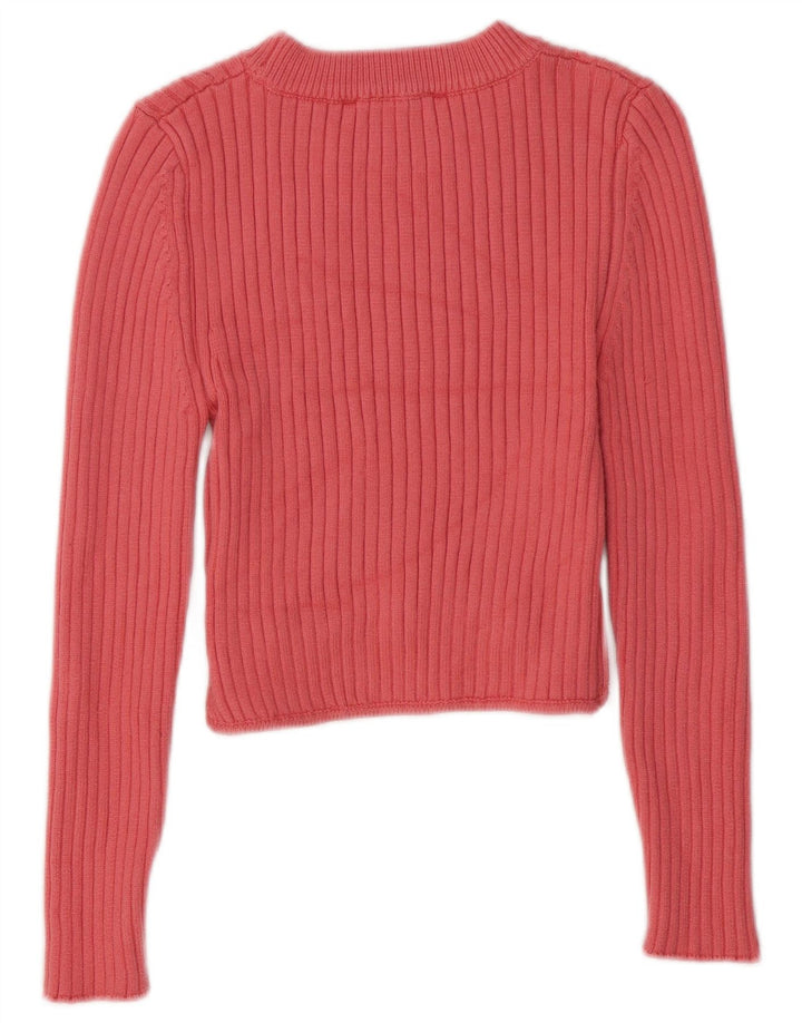 Top feminino Zara de manga comprida UK 14 grande viscose rosa