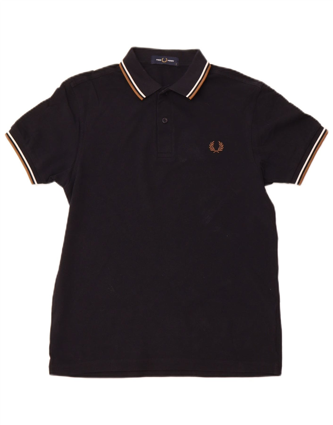 Camisa pólo masculina FRED PERRY pequena algodão azul marinho
