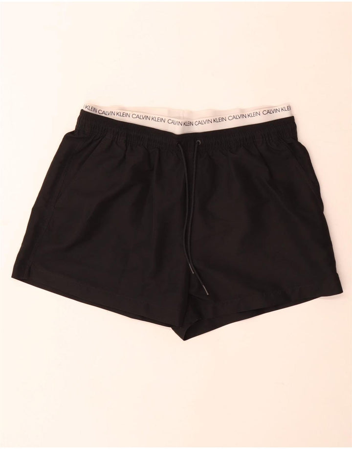 Calvin Klein Shorts de natação masculino gráfico grande bloco colorido preto
