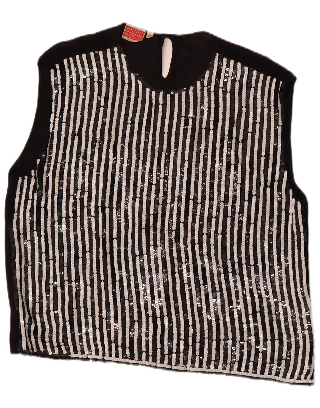 Blusa feminina sem mangas WITTY GIRL, viscose listrada preta média Reino Unido 14