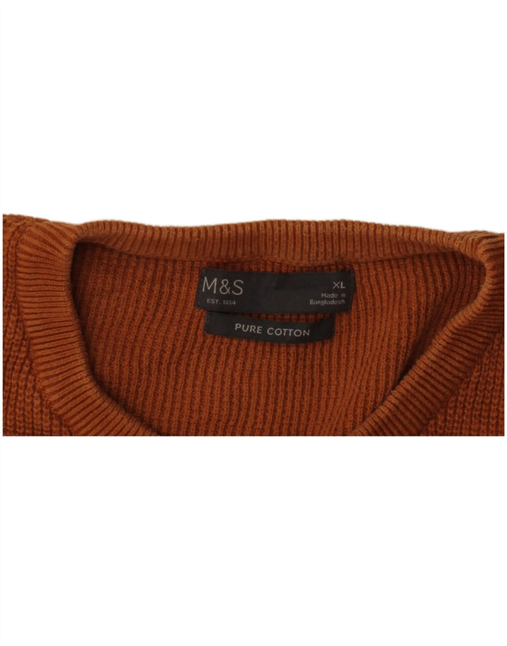 Suéter masculino Marks & Spencer com gola redonda XL algodão marrom