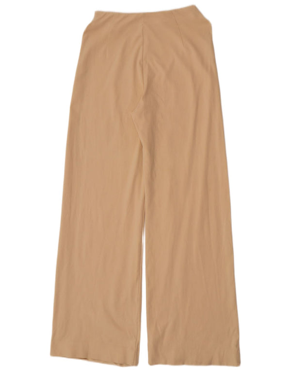 Calça feminina casual Massimo Dutti com perna larga pequena W26 L32 bege poliamida
