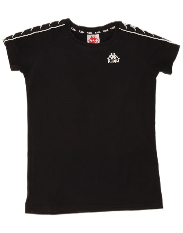 Camiseta feminina Kappa com estampa gráfica UK 10 pequeno algodão preto