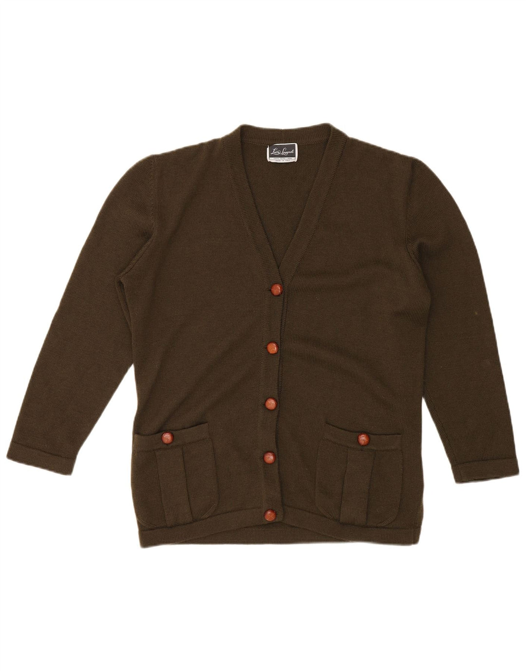 Suéter cardigã feminino LUISA SPAGNOLI Reino Unido 18 XL lã cáqui