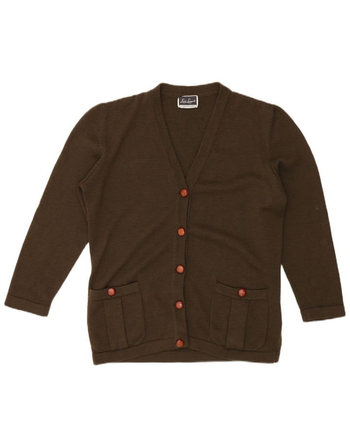 Suéter cardigã feminino LUISA SPAGNOLI Reino Unido 18 XL lã cáqui