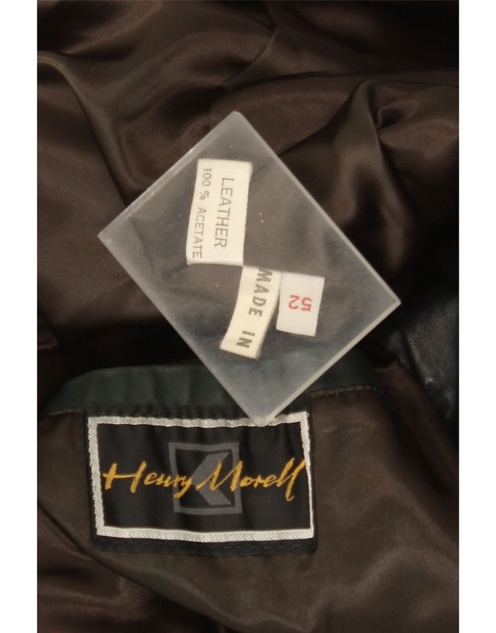 Jaqueta masculina de couro manga 3/4 Henry Morell IT 52 XL couro preto