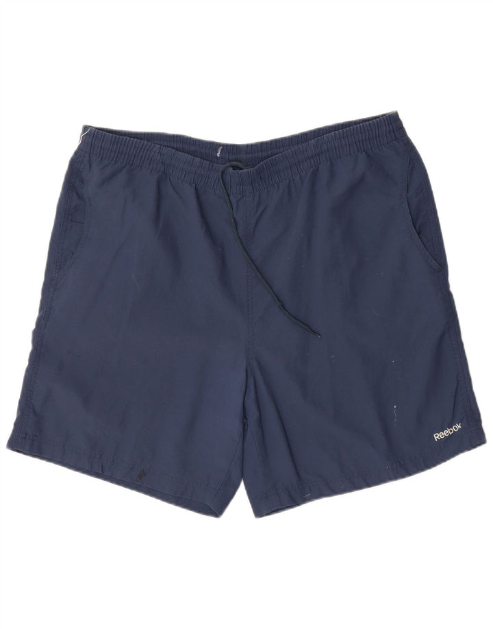Shorts esportivos masculinos Reebok grande nylon azul marinho