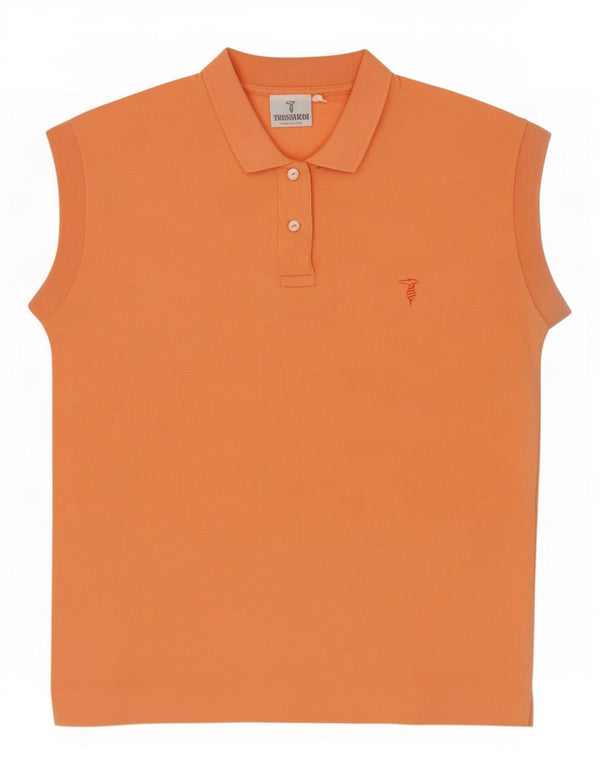Camisa polo feminina Trussardi Reino Unido 10 pequeno algodão laranja