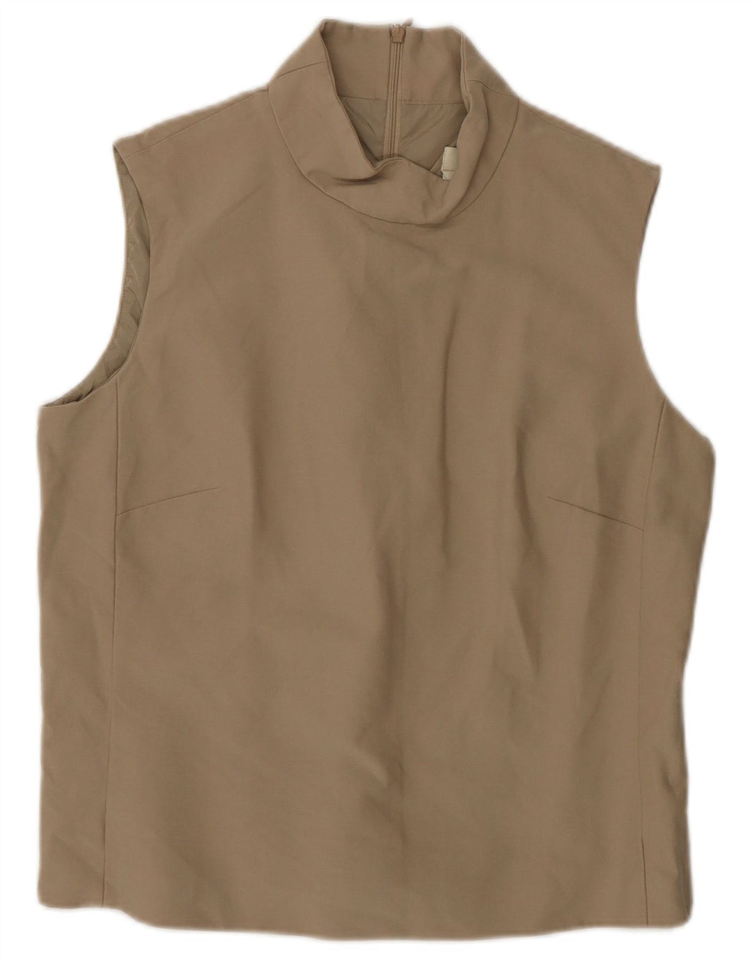 Blusa feminina sem mangas Max Mara UK 10 algodão bege pequeno