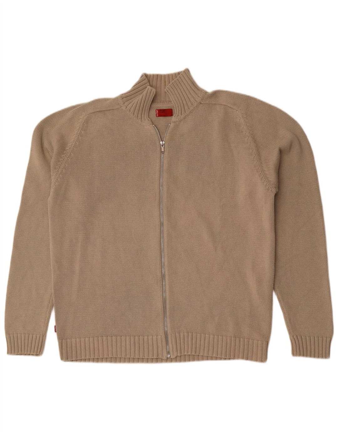 Suéter cardigã masculino com zíper completo Levi's XL algodão bege