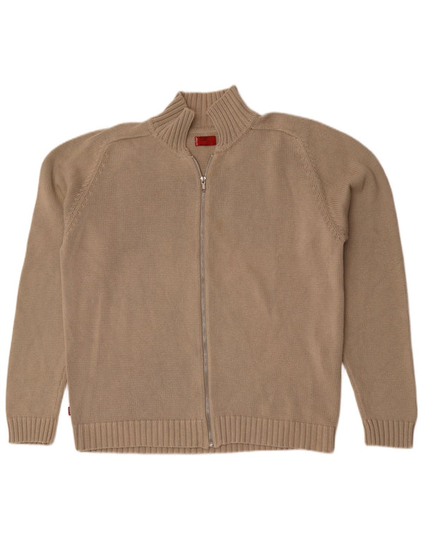 Suéter cardigã masculino com zíper completo Levi's XL algodão bege