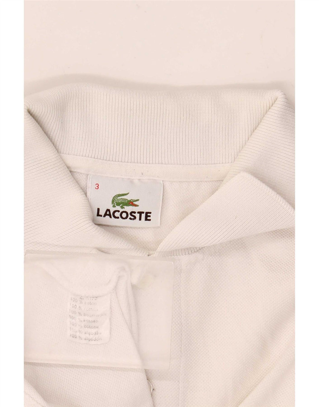 Camisa polo masculina Lacoste tamanho 3 pequeno algodão branco
